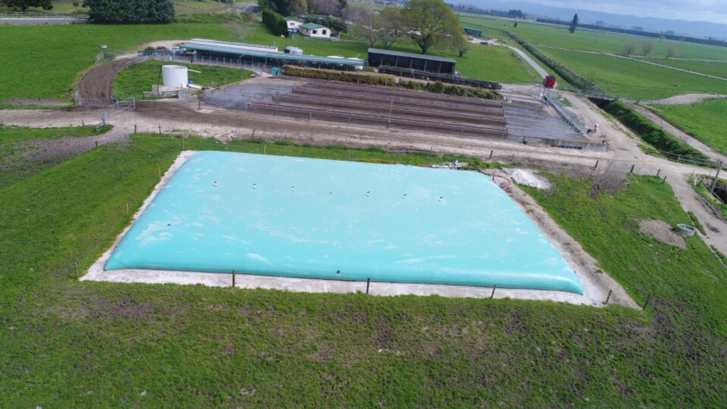 A 1000m3 Vortex Bladder with a 25m3/100 Bellin PC Pump that draws from the centre of the bladder before pumping to pasture. This farm also has a weeping wall and feedpad - Whakatane