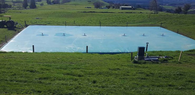 A 1200m3 Vortex Bladder™ with a Bellin 22/100 PC pump drawing from the centre of the bladder, to pump to pasture - Tokoroa