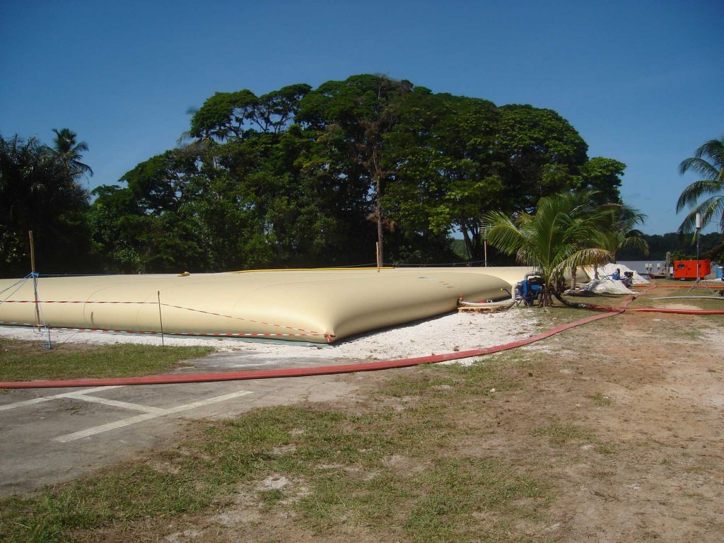 One of two drinking water bladders used in the islands