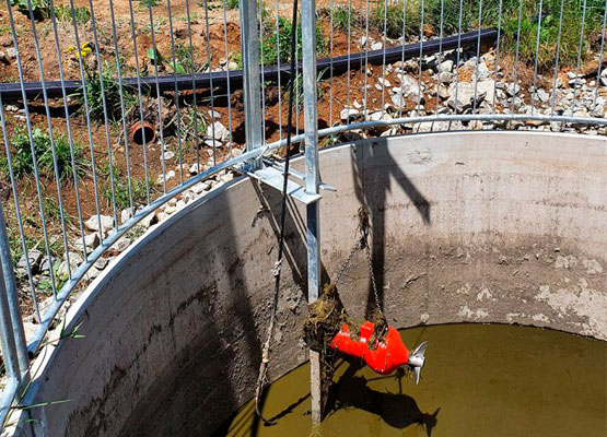 .8kw SCM Stirrer in a 25m3 concrete tank